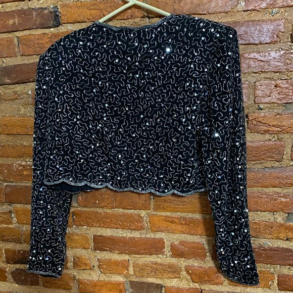 Silk Beaded Sequin Jacket MEDIUM Brilliante by JA - Picture 2 of 5